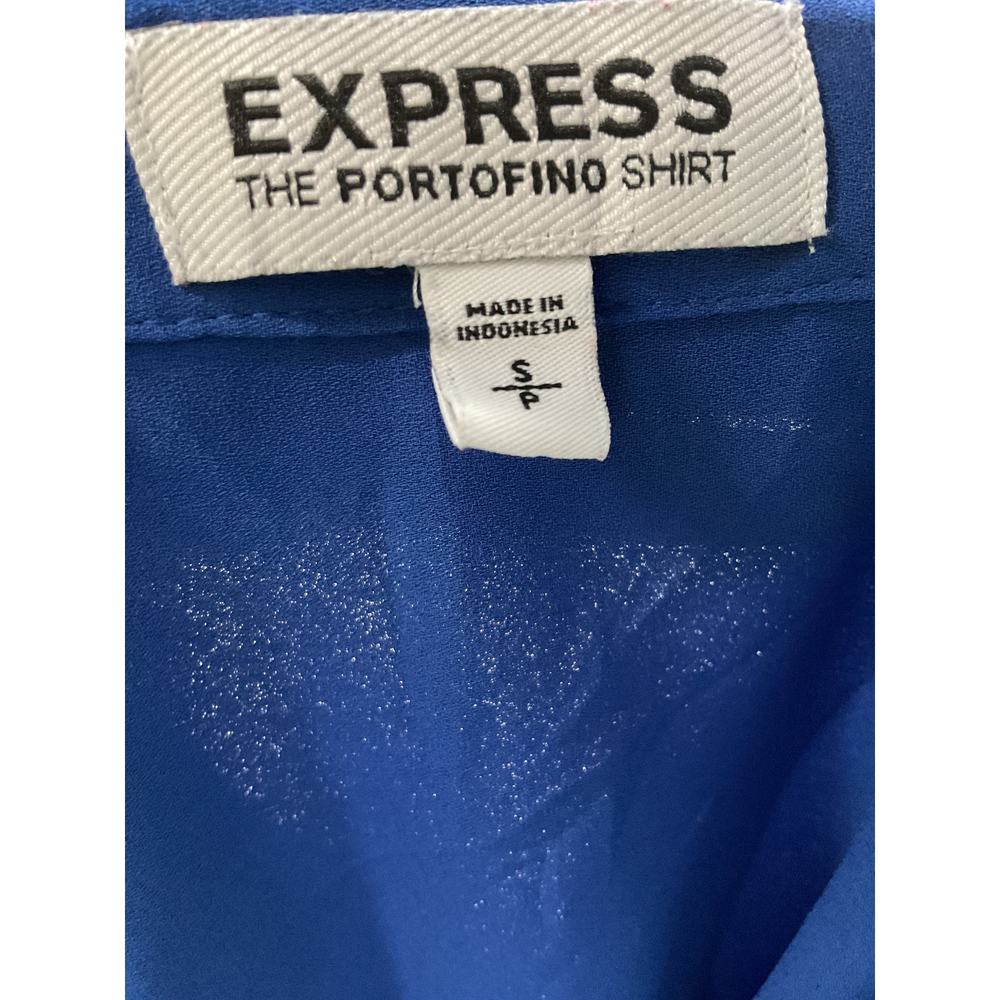 Express Blue Button-Up Polyester Top - image 3